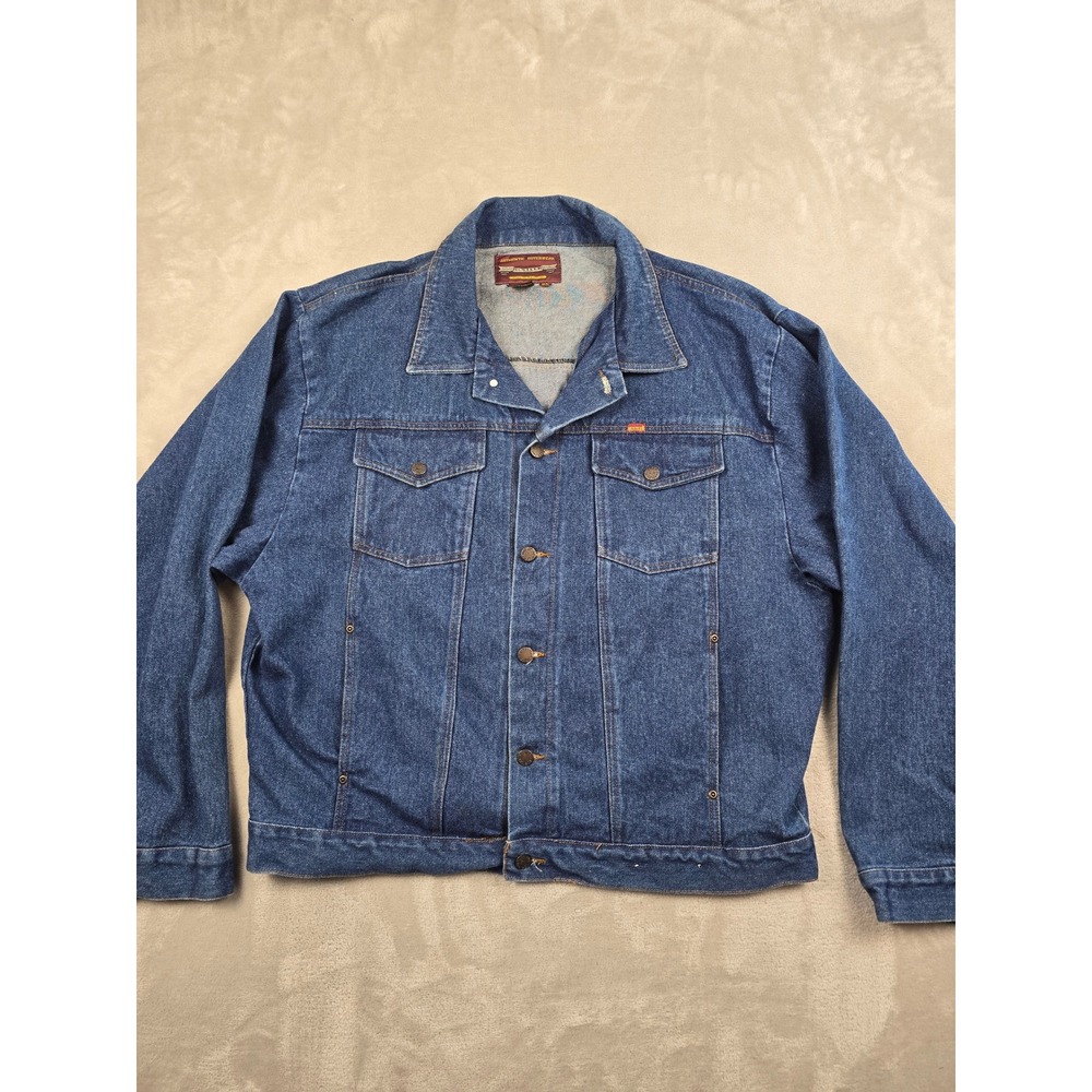Vintage‎ Rustler Denim Jacket Men XL Blue Trucker Coat Heavy Button Front